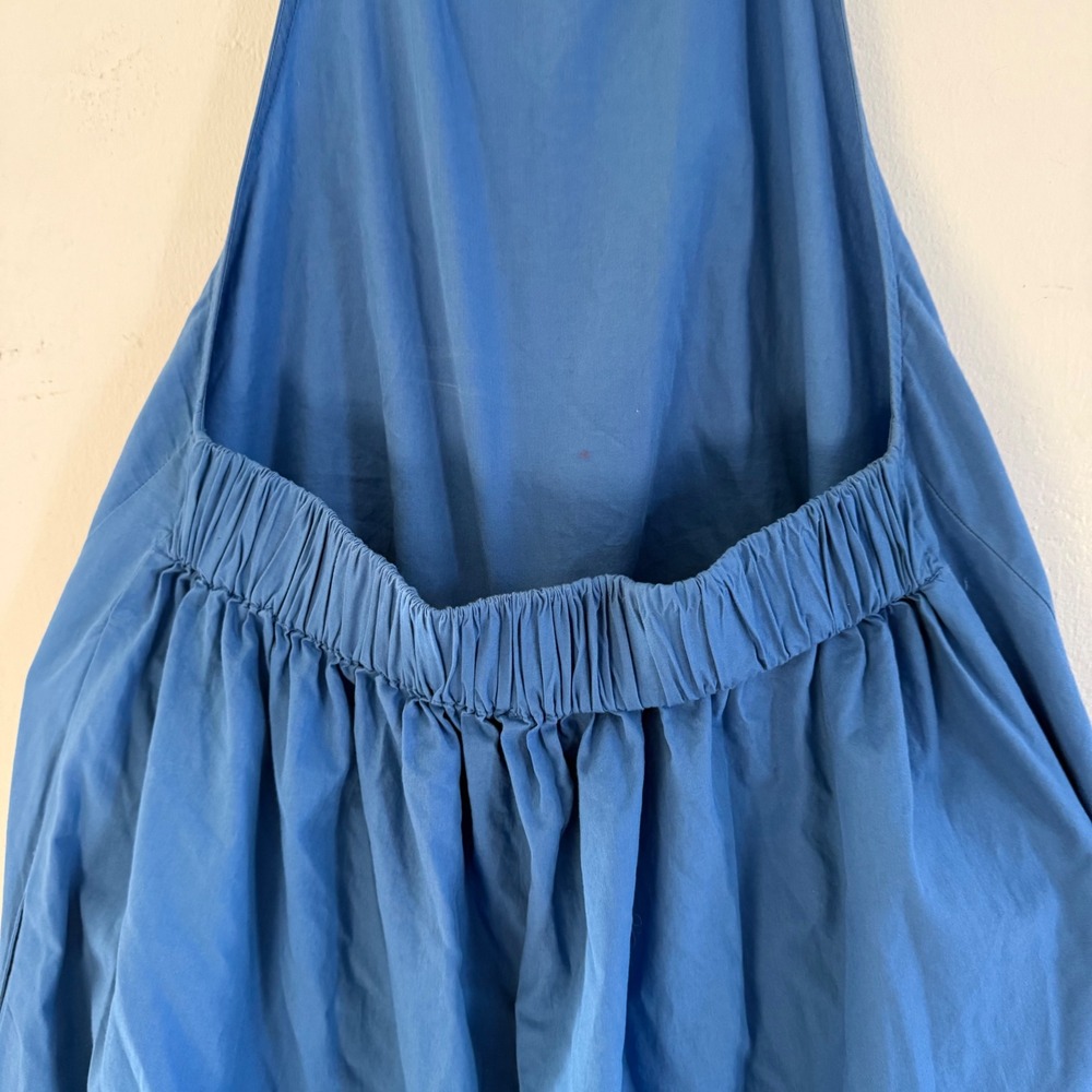 Free People Beachside Tide Blue Cotton Halter‎ Low Back Maxi Dress Size Small - Picture 9 of 10